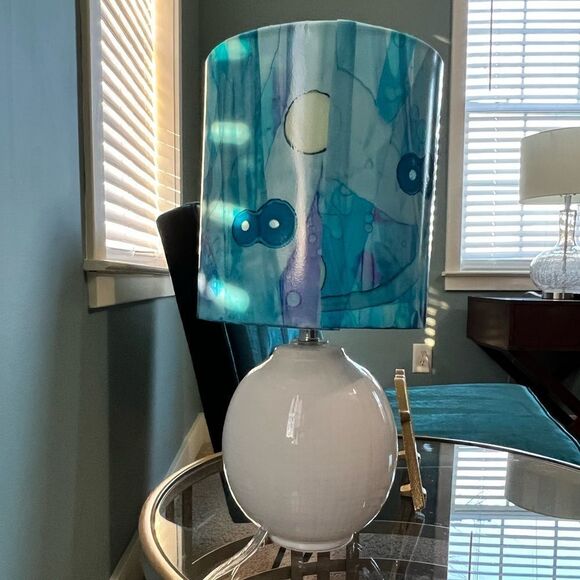 HANDCRAFTED Accent Lamp with Hand-Painted Shade (Shades of Blue) - Picture 11 of 12